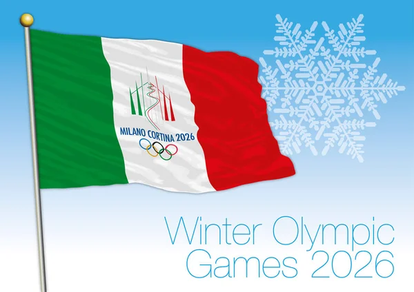 Olympische Winterspiele 2026 Flagge Mailand Und Cortina Italien — Stockvektor