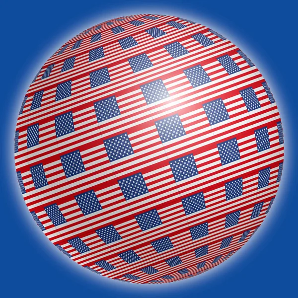 Vereinigte Staaten Flaggen Auf Dem Kugelförmigen Globus Illustration Usa — Stockfoto
