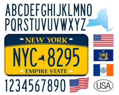 New York Eyaleti araba plakası, harfler, sayılar ve semboller, Amerika Birleşik Devletleri