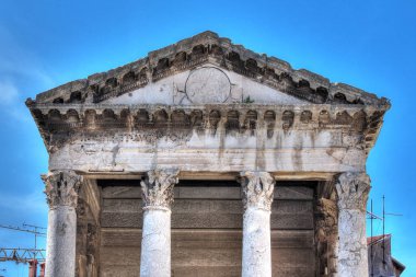 Pula, Augustus antik tapınağı, antik Roma kenti, Istria, Hırvatistan, turistik yer