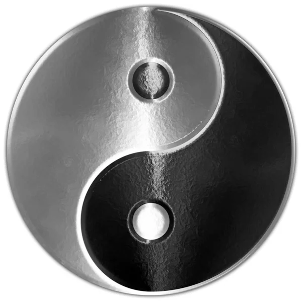 Yin Yang Oosterse Symbool Metallic Stijl Grafische Uitwerking — Stockfoto