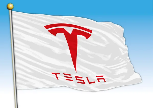 Tesla International Car Industrial Group Vlag Met Logo Illustratie — Stockvector