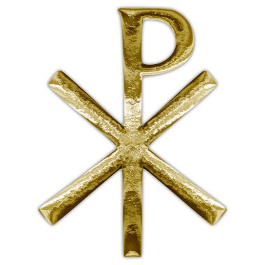 Chi Rho hıristiyanlık çapraz altın sembolü