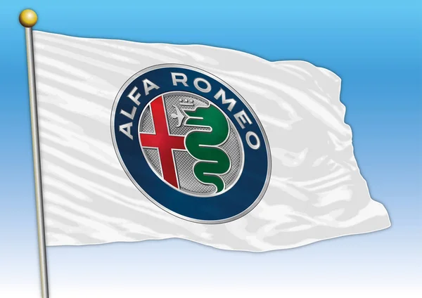 アルファロメオ国際自動車産業グループ ロゴ付き旗 イラスト — ストックベクタ