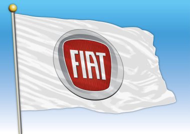Fiat uluslararası otomobil sanayi grubu, logolu bayrak, illüstrasyon