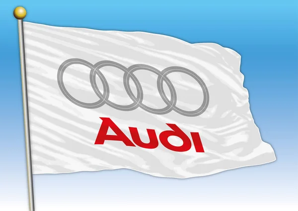 Audi Grup Industri Mobil Internasional Bendera Dengan Logo Ilustrasi - Stok Vektor