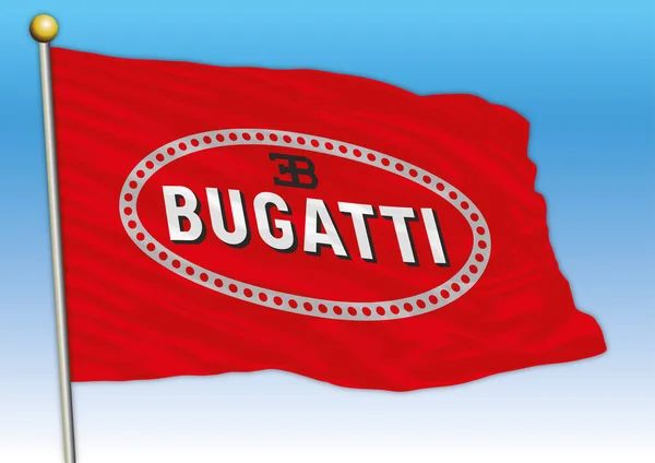 Bugatti Groupe Industriel Automobile International Drapeau Avec Logo Illustration — Image vectorielle
