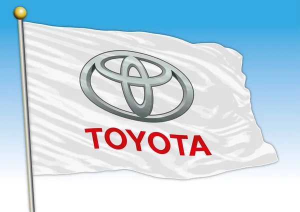 Toyota Grup Industri Mobil Internasional Bendera Dengan Logo Ilustrasi - Stok Vektor