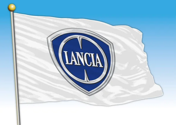 Lancia Grupo Industrial Internacional Automóviles Bandera Con Logo Ilustración — Archivo Imágenes Vectoriales