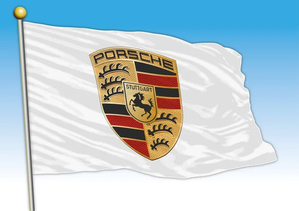 Porsche International Bilindustri Grupp Flagga Med Logotyp Illustration — Stock vektor