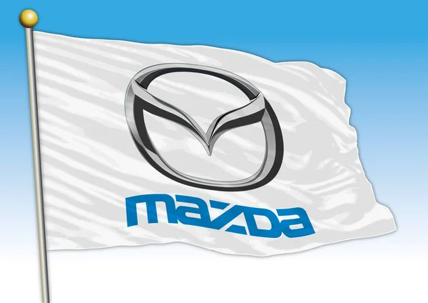 Mazda Groupe Industriel Automobile Drapeau Avec Logo Illustration Vectorielle — Image vectorielle