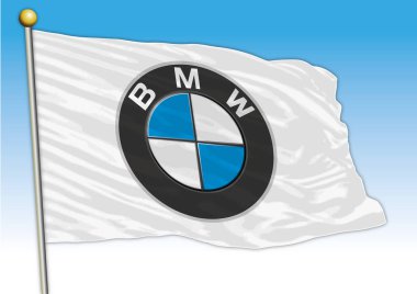 Bmw otomobil sanayi grubu, logolu bayrak, illüstrasyon