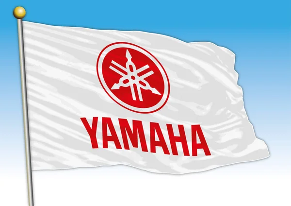 Yamaha Motorcycles Groupe Industriel Drapeau Avec Logo Illustration — Image vectorielle