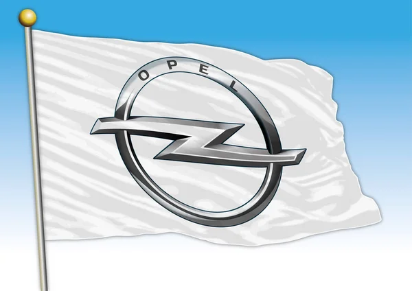 Opel Groupe Industriel Automobile Drapeau Avec Logo Illustration — Image vectorielle