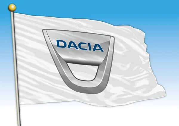 Dacia Groupe Industriel Automobile Drapeau Avec Logo Illustration — Image vectorielle