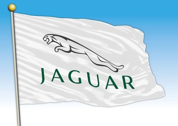 Groupe Industriel Automobile Jaguar Drapeau Avec Logo Illustration — Image vectorielle
