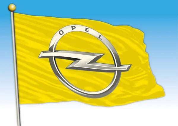 Opel Industrie Automobile Drapeau Avec Logo Illustration — Image vectorielle
