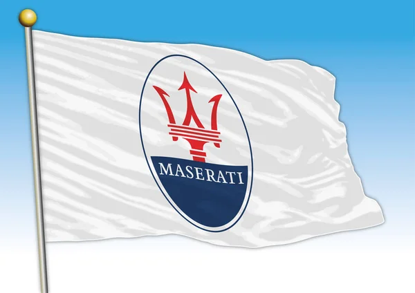 Maserati Industrie Automobile Drapeau Avec Logo Illustration — Image vectorielle