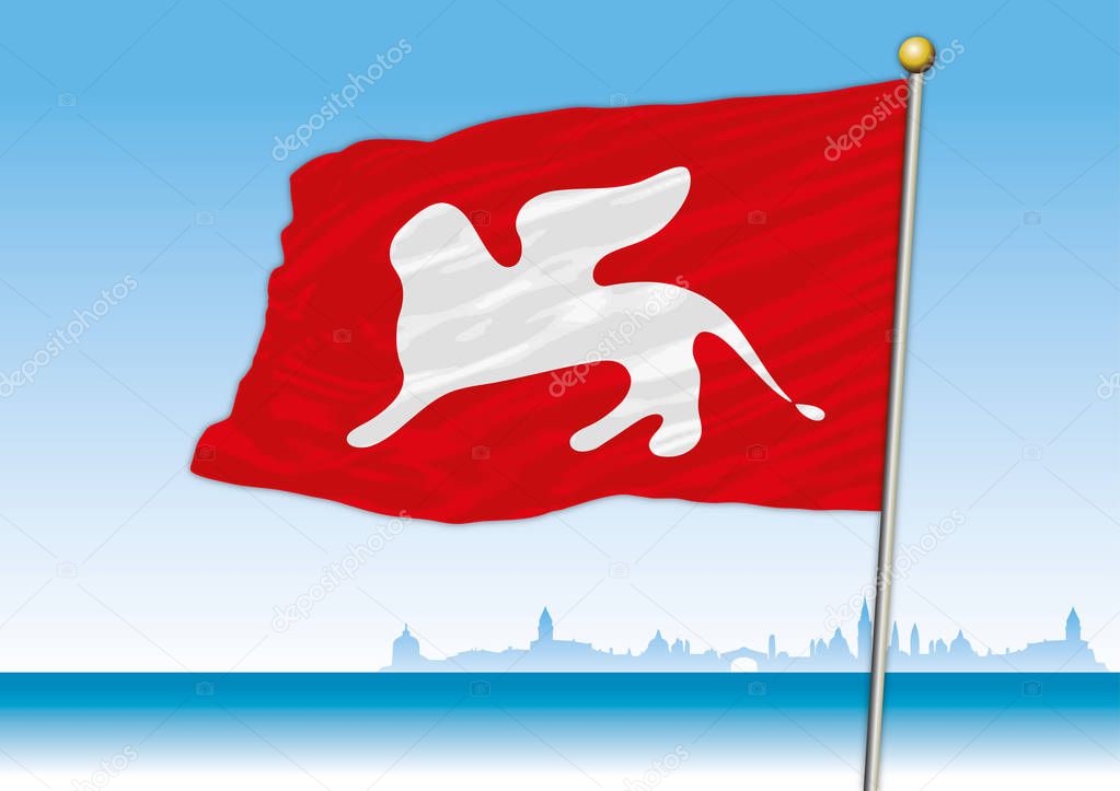 Flag with the lion of Venice Film Festival, editorial