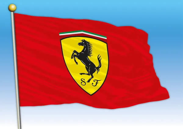 Ferrari Scuderia Bandiera Con Logo Illustrazione — Vettoriale Stock