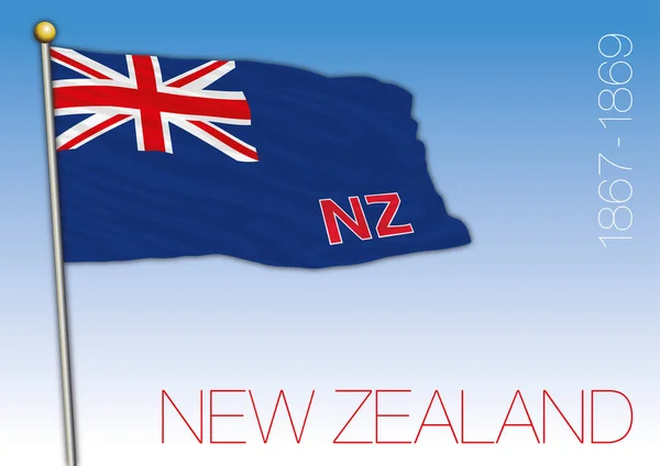 Bandiera Storica Della Nuova Zelanda Illustrazione Vettoriale 1867 1869 — Vettoriale Stock