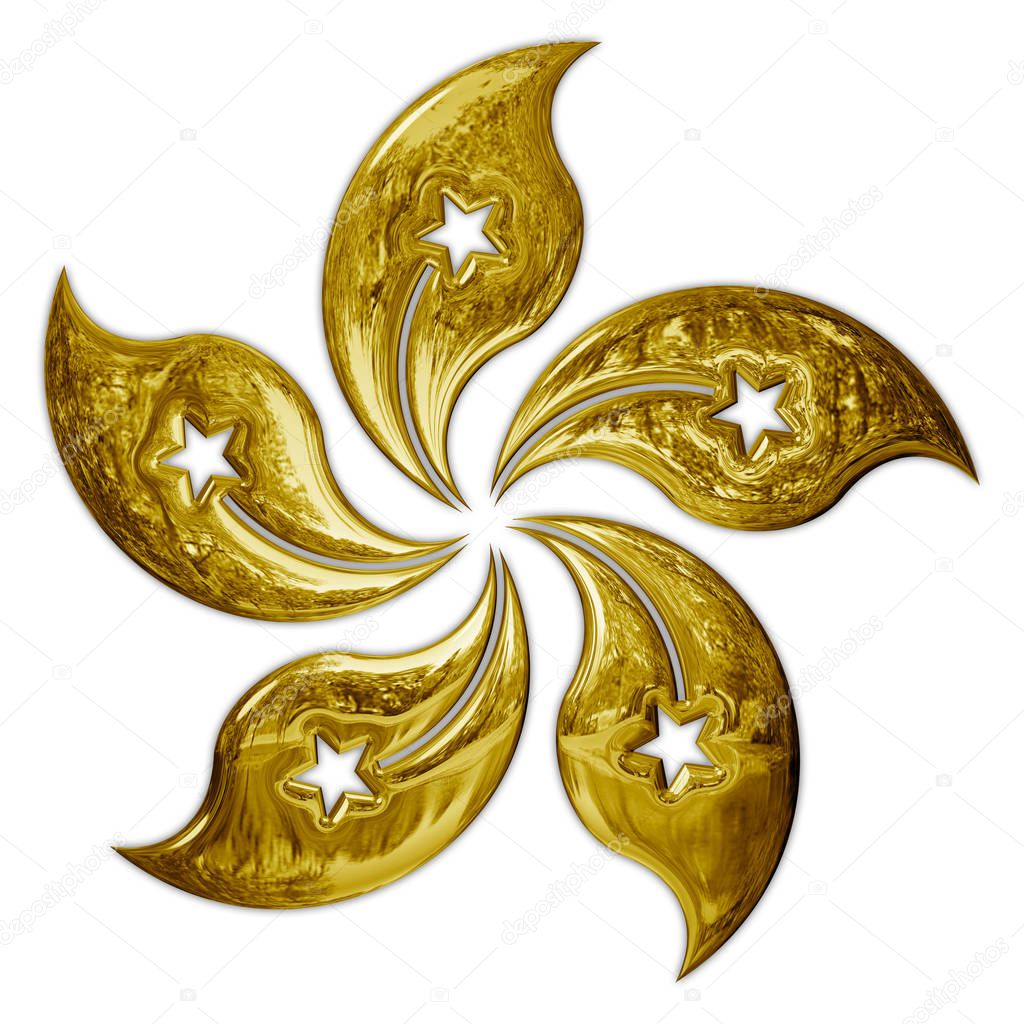 Hong Kong national symbol, gold and metallic style