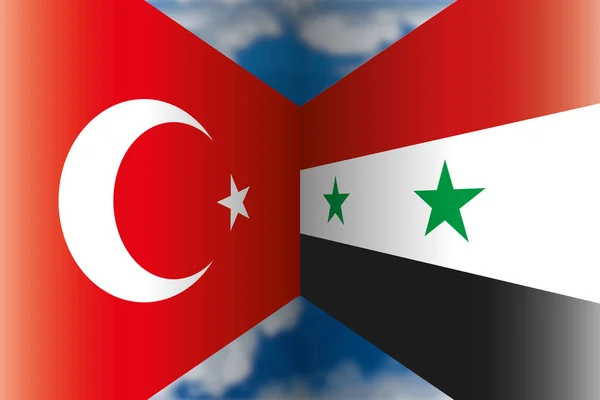 Turkey Syria Flags Vector Illustration — ストックベクタ