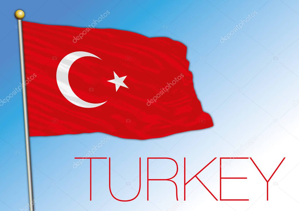 Turkey official flag, vector illustration