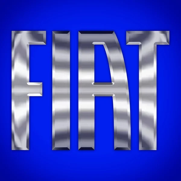 Fiat Car Industrial Group Metallic Logo Isolated Blue Background Editorial — Stock Photo, Image