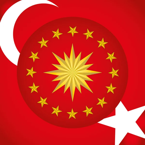 土耳其官方的总统纹章和国旗图解 — 图库矢量图片