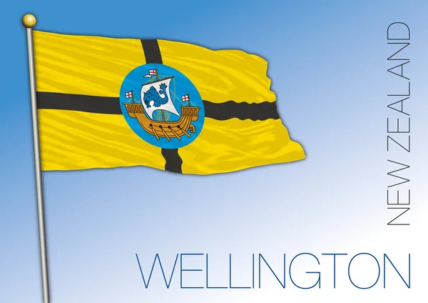 Nuova Zelanda Wellington City Bandiera Ufficiale Illustrazione Vettoriale — Vettoriale Stock