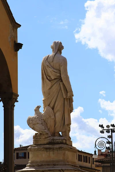 Памятник Данте Алигьери Знаменитый Итальянский Поэт Площади Санта Кроче Площадь — стоковое фото