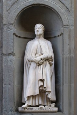 Andrea Orcagna İtalyan ressam, heykeltıraş ve mimar heykeli Floransa, Toskana, İtalya 'daki galerinin dışındaki Uffizi' de.