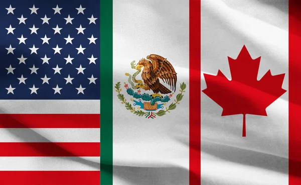 Nafta 北米自由貿易協定の歴史的な旗と記号 イラスト — ストック写真