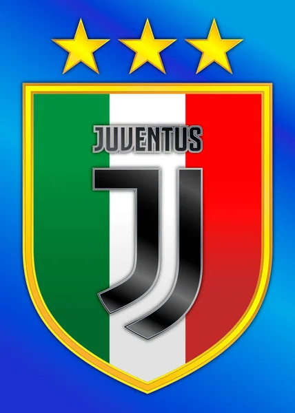 イタリア 2019 2020サッカー選手権 イタリアのユベントスチャンピオン シールド上のチームロゴと3つの金の星 グラフィックイラスト — ストックベクタ