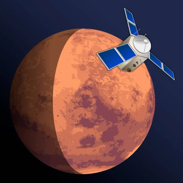Исследование Марса Графическая Векторная Иллюстрация — стоковый вектор