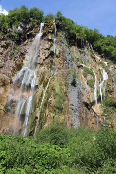 Plitvicei Tavak Horvátország Természetes Vízesések Patakok Parkban — Stock Fotó