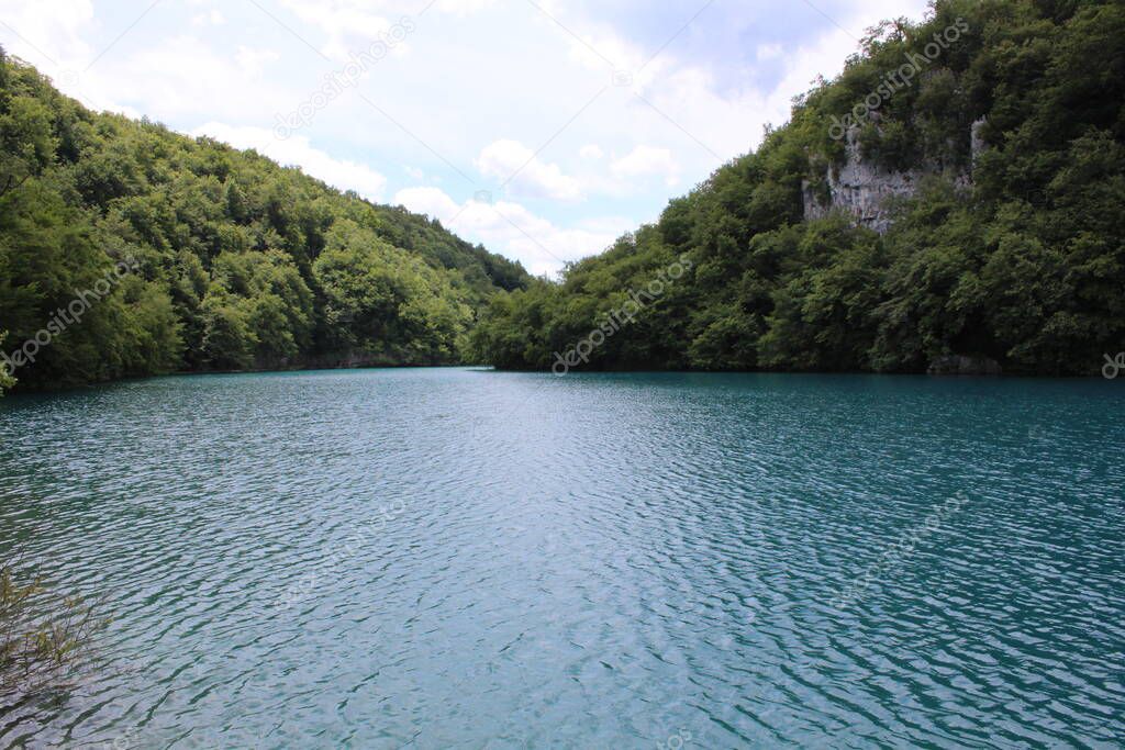 Plitvice lakes, Croatia, natural waterfalls and streams of water in the park