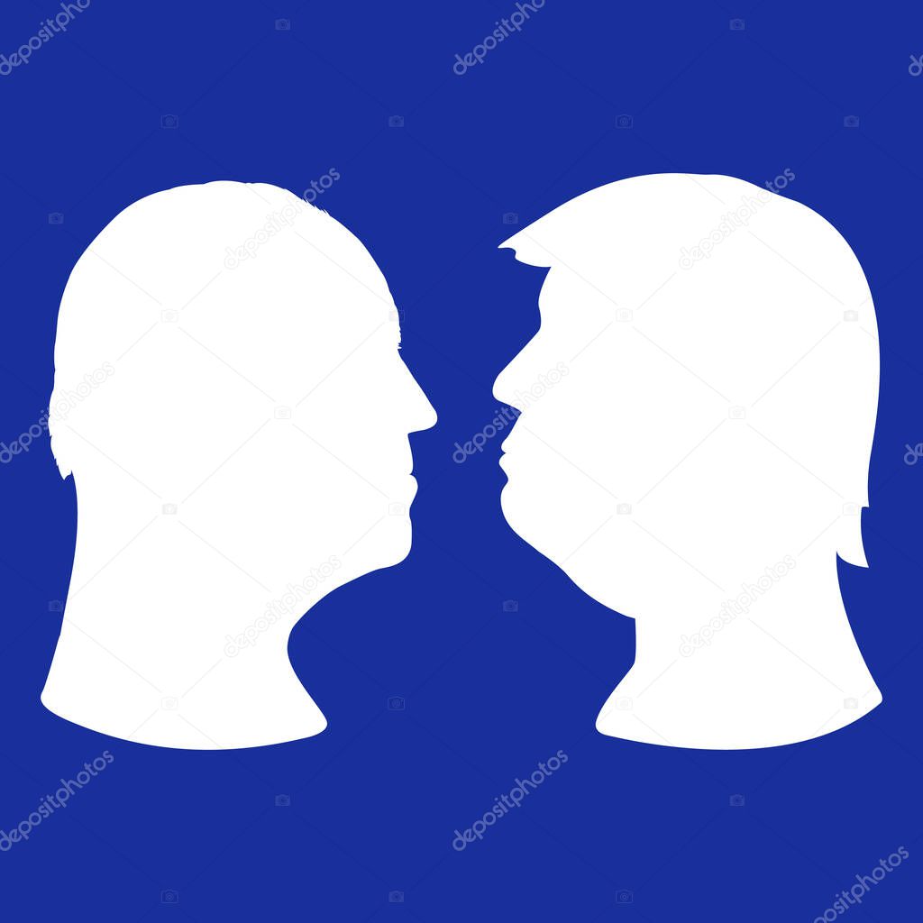US presidential elections 2020, silhouette portraits of Joe Biden and Donald Trump, vector illustration