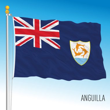 Anguilla İngiliz deniz aşırı bölge bayrağı, vektör illüstrasyonu