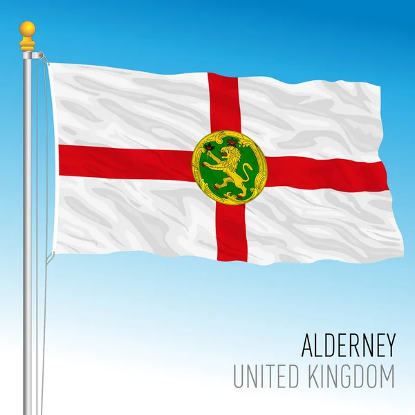 Alderney Official Flag Reino Unido Vector Illustration — Vector de stock