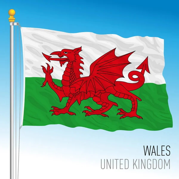 País Gales Bandeira Oficial Reino Unido Ilustração Vetorial — Vetor de Stock
