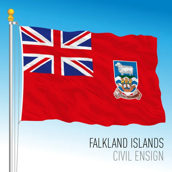Drapeau Officiel Enseigne Civile Falkland Amérique Sud Territoire Britannique Illustration — Image vectorielle