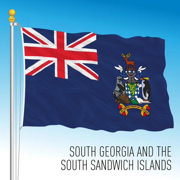Zuid Georgië Zuid Sandwicheilanden Officiële Nationale Vlag Vector Illustratie — Stockvector