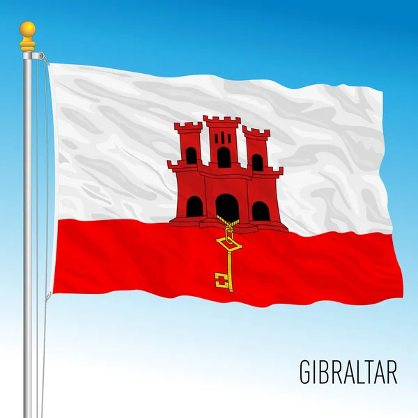 Офіційний Прапор Гібралтарської Території Адміністрація Сполученого Королівства Векторна Ілюстрація — стоковий вектор