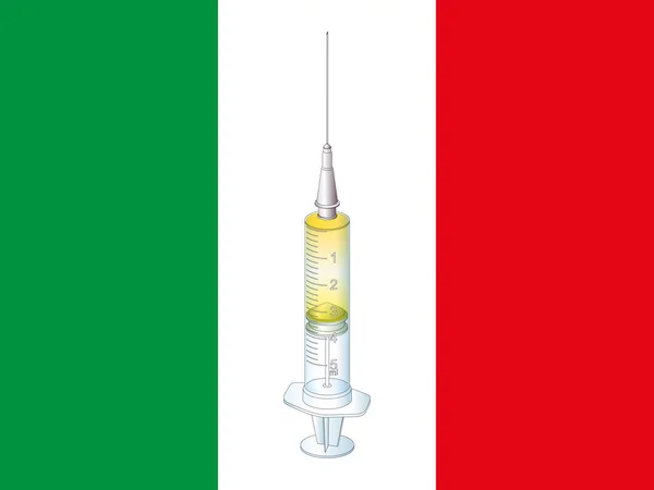 Seringue Médicale Sur Fond Drapeau Italien Illustration Vectorielle — Image vectorielle