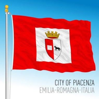 Piacenza, Emilia - Romagna, İtalya, şehrin bayrağı, vektör illüstrasyonu