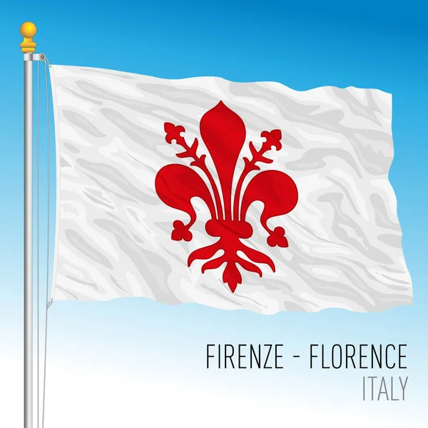 City Florence Official Flag Tuscany Italy Vector Illustration — Stock Vector