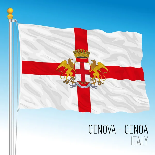 Offizielle Flagge Der Stadt Genua Ligurien Italien Vektorillustration — Stockvektor