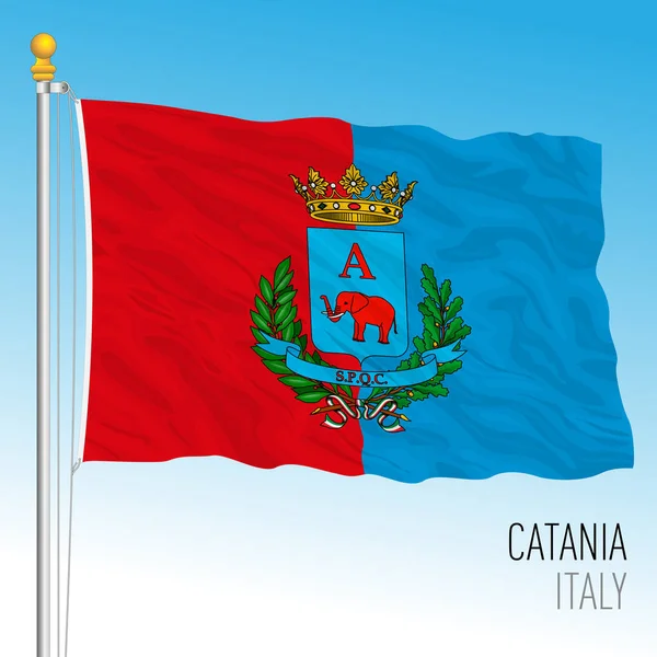 Bandera Oficial Ciudad Catania Sicilia Italia Vector Ilustración — Archivo Imágenes Vectoriales